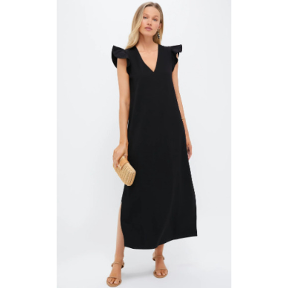 Tuckernuck Pomander Place Black Flutter Sleeve Miko Maxi Dress Size S - Picture 1 of 12
